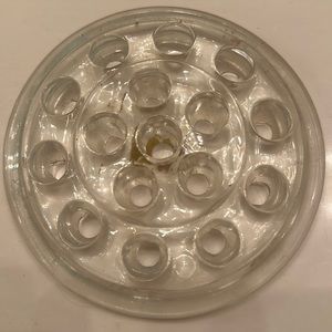 Large antique glass clear flower frog paper weight